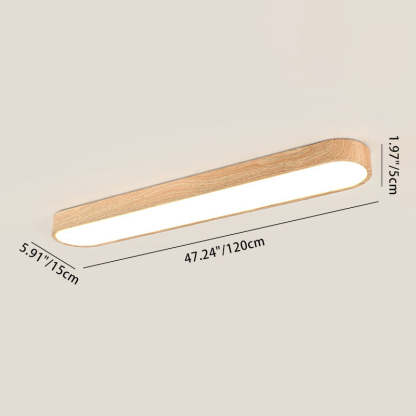 Nordic Rectangular Wood Acrylic LED Flush Mount Light