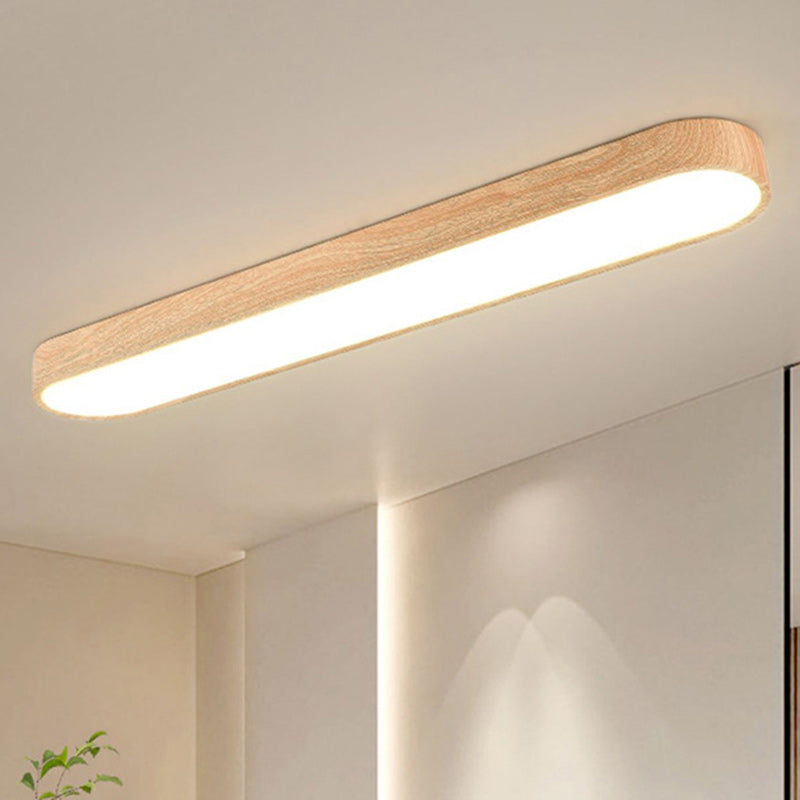 Nordic Rectangular Wood Acrylic LED Flush Mount Light