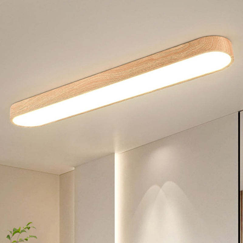 Nordic Rectangular Wood Acrylic LED Flush Mount Light