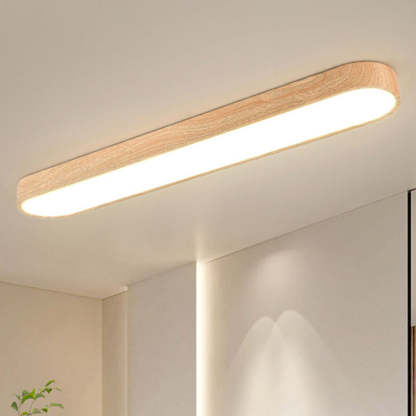 Nordic Rectangular Wood Acrylic LED Flush Mount Light