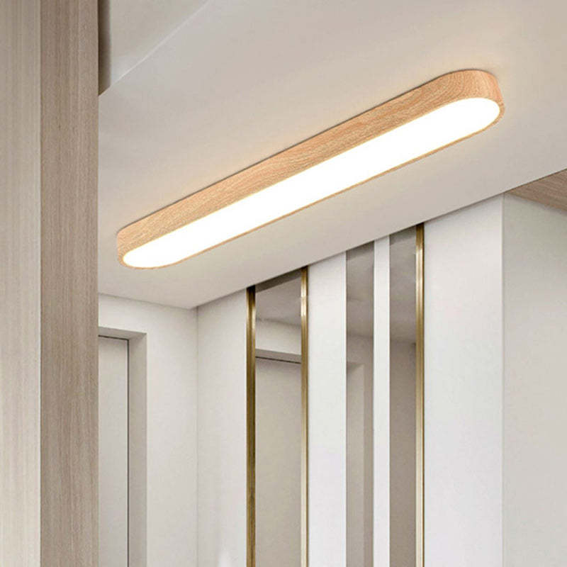 Nordic Rectangular Wood Acrylic LED Flush Mount Light