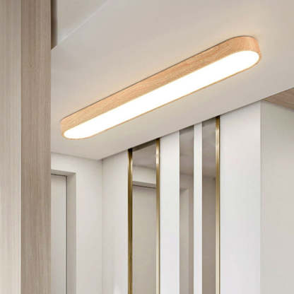 Nordic Rectangular Wood Acrylic LED Flush Mount Light