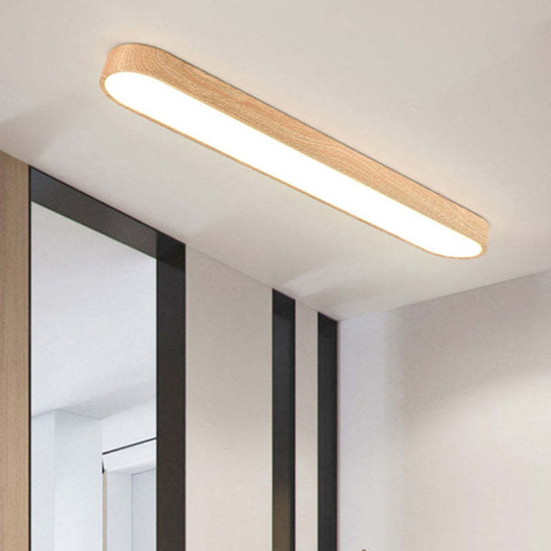 Nordic Rectangular Wood Acrylic LED Flush Mount Light