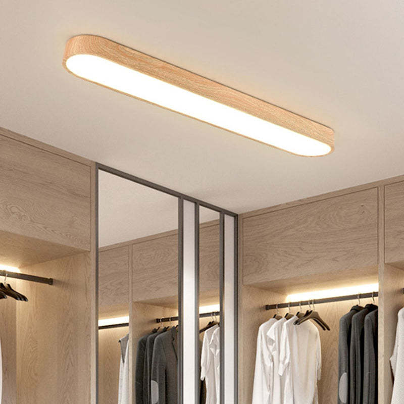 Nordic Rectangular Wood Acrylic LED Flush Mount Light
