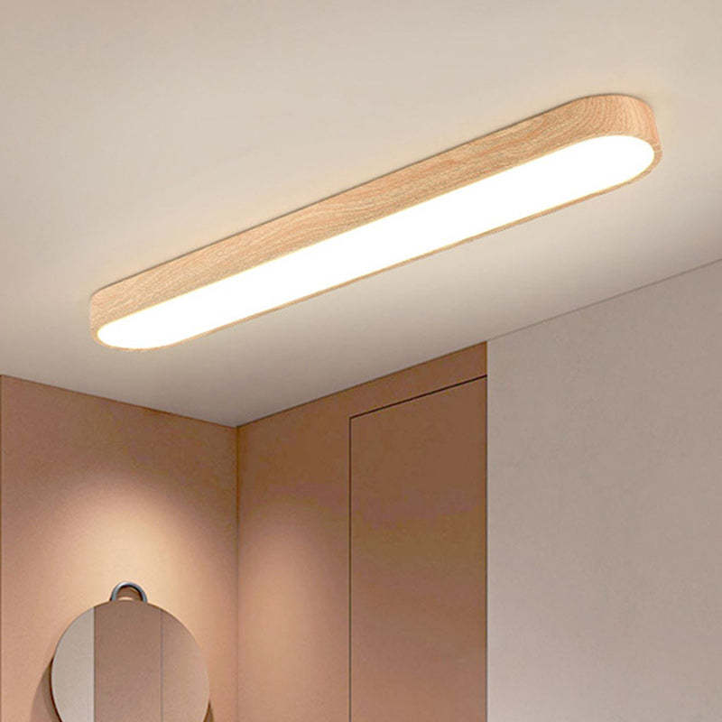 Nordic Rectangular Wood Acrylic LED Flush Mount Light