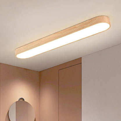Nordic Rectangular Wood Acrylic LED Flush Mount Light