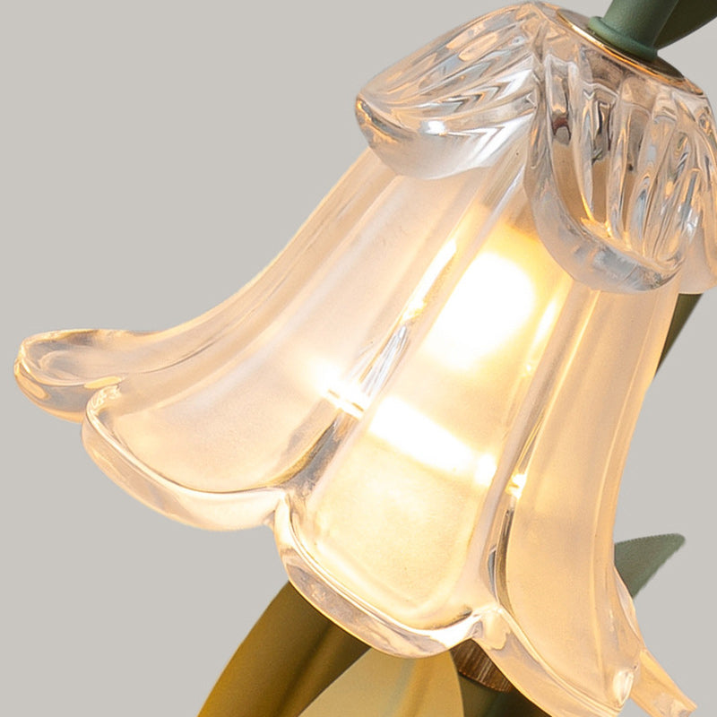 Scandinavian Flower Iron Wood Glass Melting Wax Table Lamp