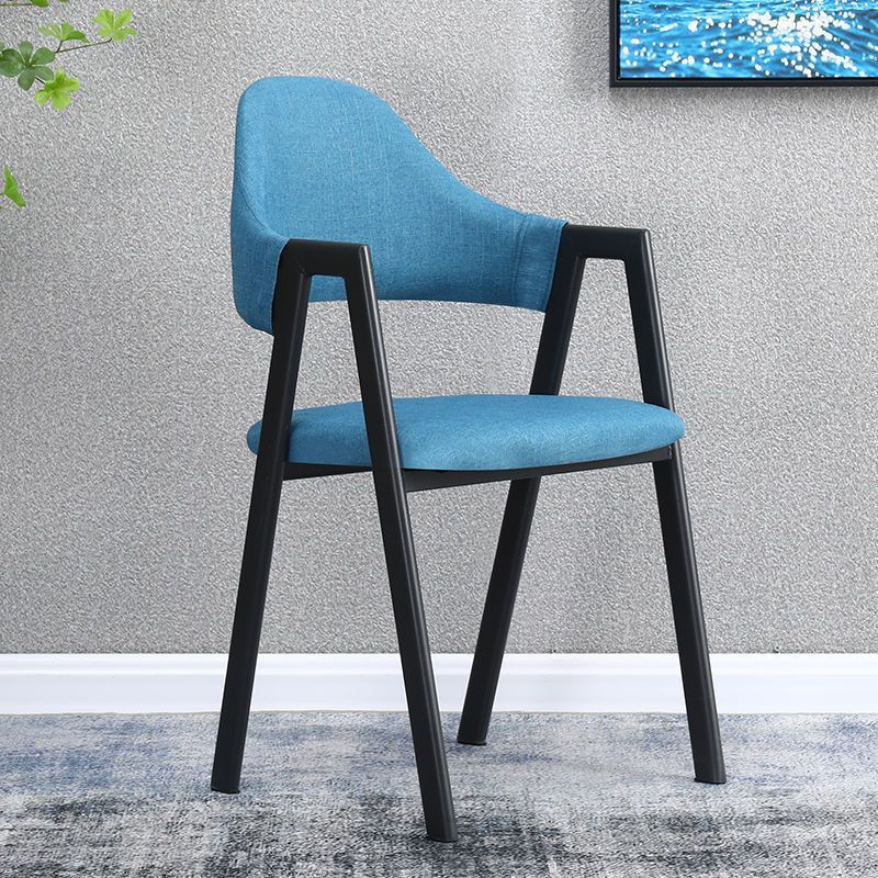Nordic Iron Fabric Armchair — Yellow & Wood Color