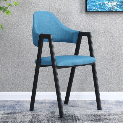 Nordic Iron Fabric Armchair — Yellow & Wood Color