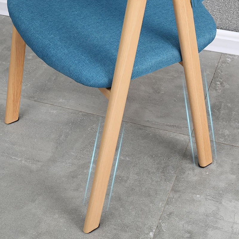 Nordic Iron Fabric Armchair — Blue & Wood Color