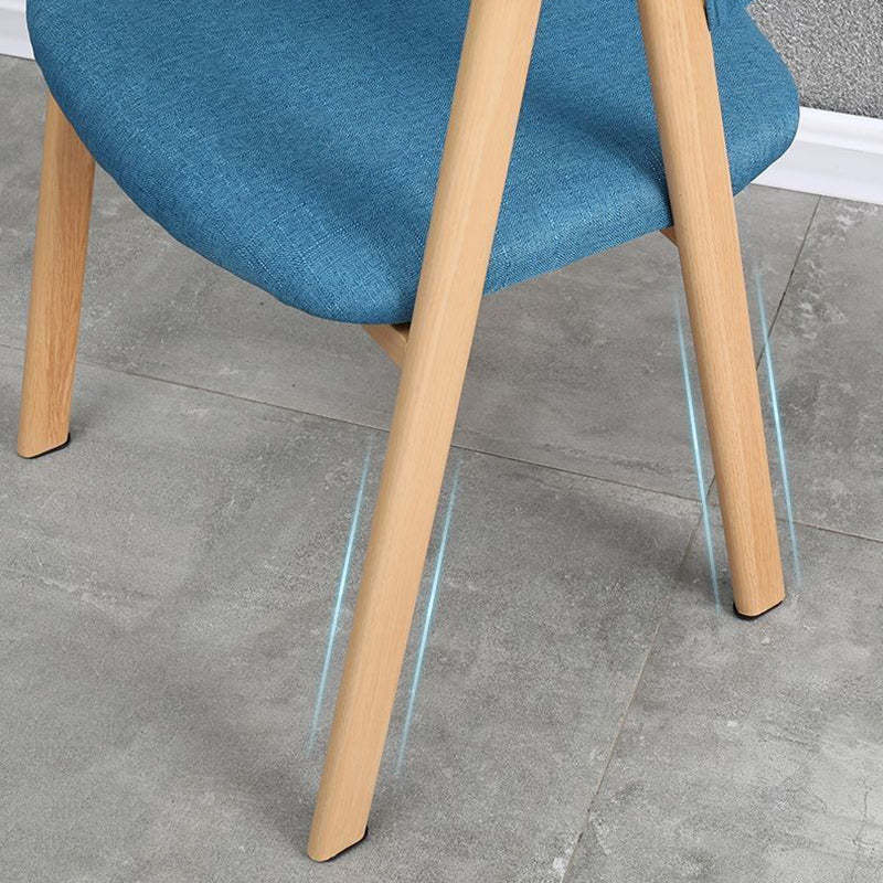Nordic Iron Fabric Armchair — Blue & Wood Color