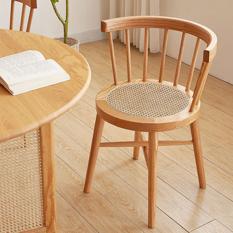 Nordic Rattan Wood Armless Chair — Wood Color