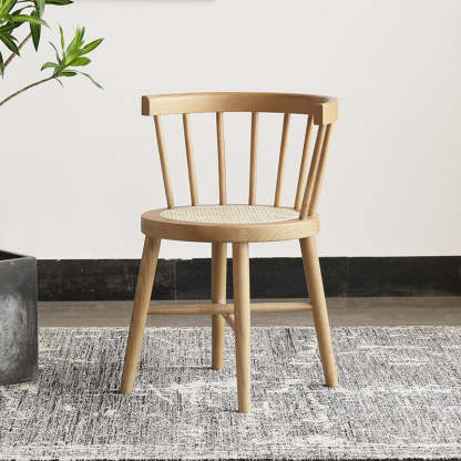 Nordic Rattan Wood Armless Chair