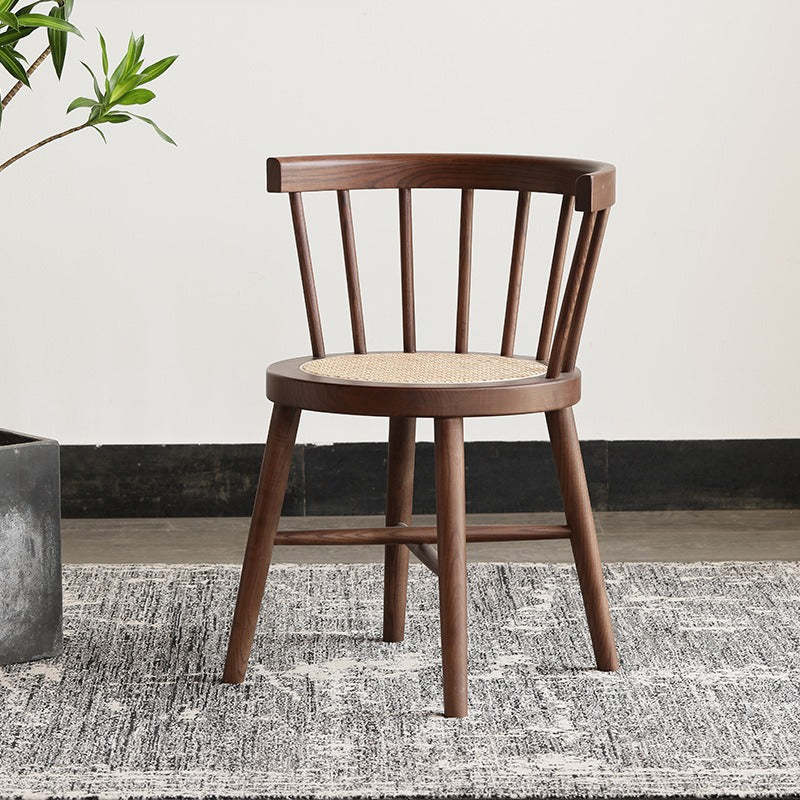 Lighom armless rattan accent chairs for living room — Walnut