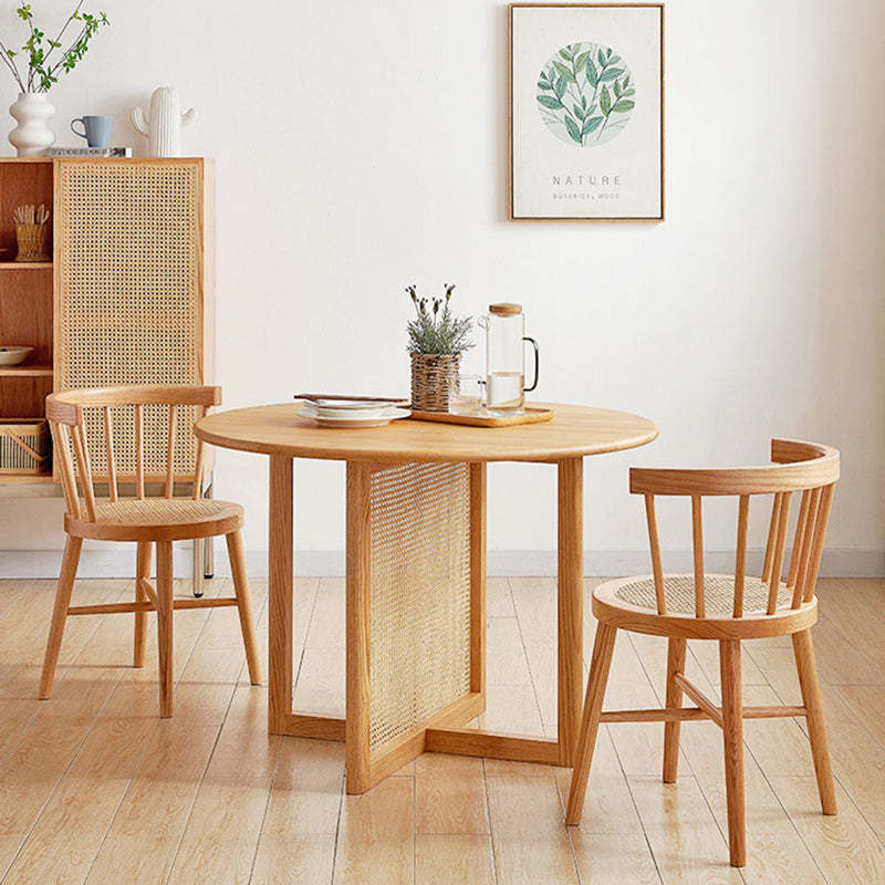 Nordic Rattan Wood Armless Chair