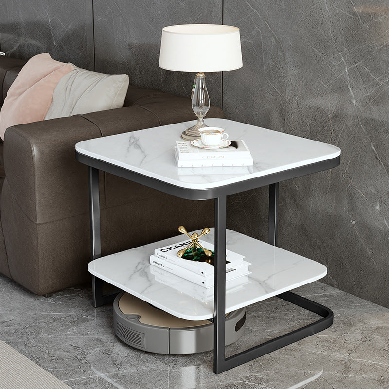 Nordic Iron Rock Slab 2-Tier End Table