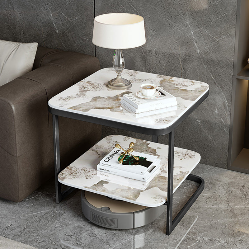 Nordic Iron Rock Slab 2-Tier End Table