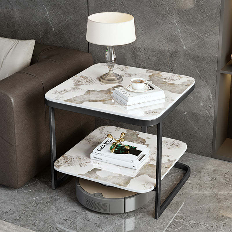 Nordic Iron Rock Slab 2-Tier End Table