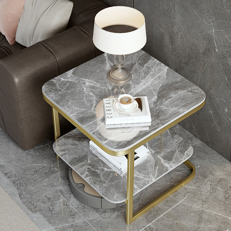 Nordic Iron Rock Slab 2-Tier End Table