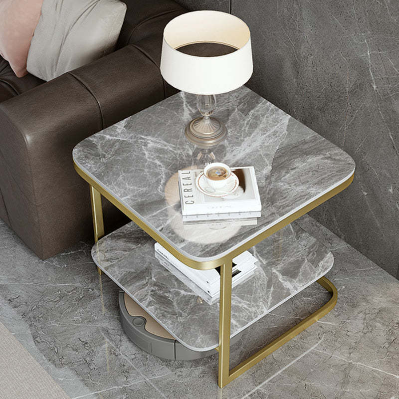 Nordic Iron Rock Slab 2-Tier End Table