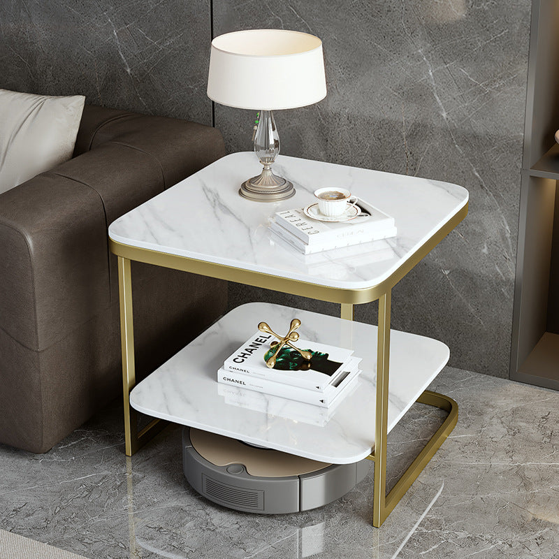 Nordic Iron Rock Slab 2-Tier End Table