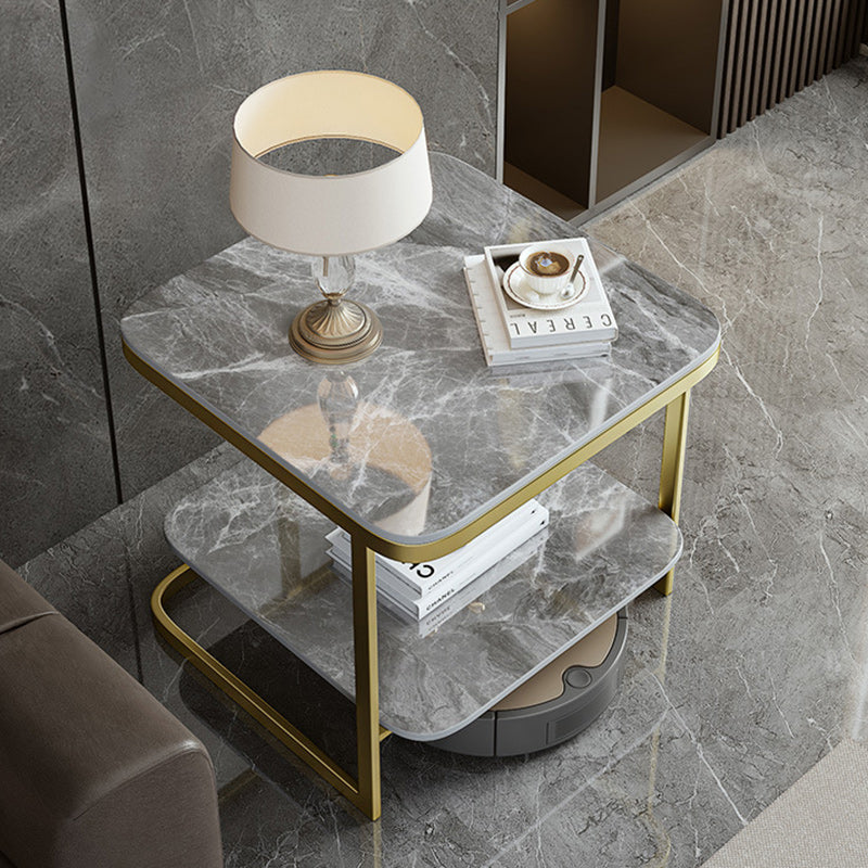 Nordic Iron Rock Slab 2-Tier End Table