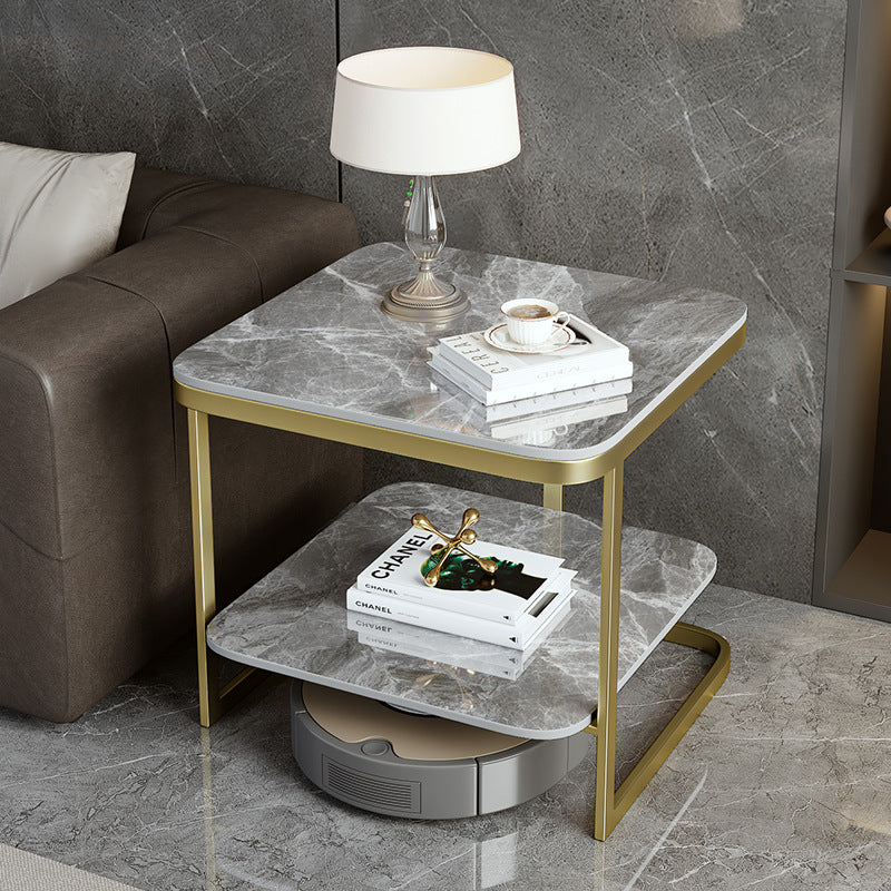 Nordic Iron Rock Slab 2-Tier End Table