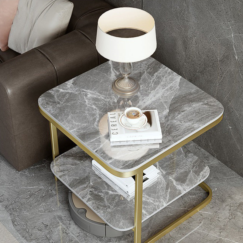Nordic Iron Rock Slab 2-Tier End Table