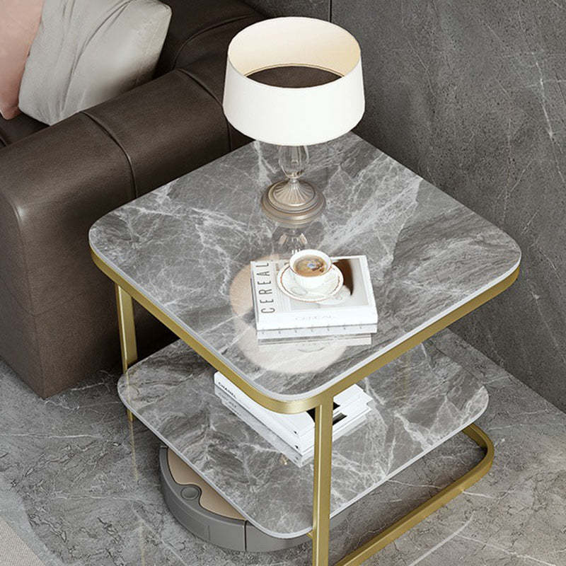 Nordic Iron Rock Slab 2-Tier End Table