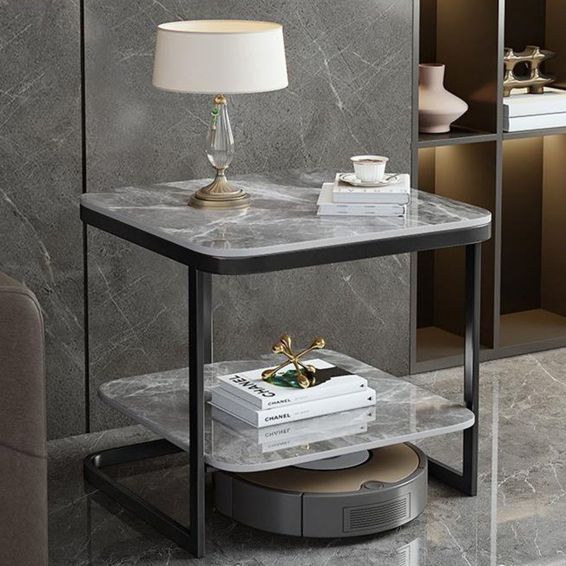 Nordic Iron Rock Slab 2-Tier End Table