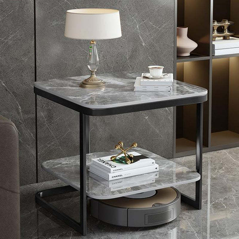 Nordic Iron Rock Slab 2-Tier End Table