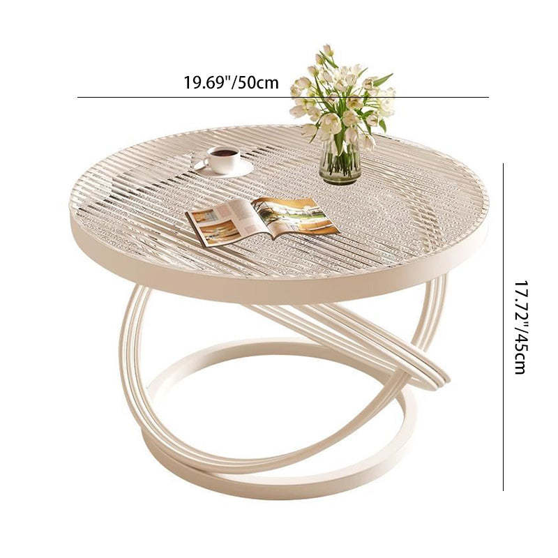 Contemporary Round Iron Glass Coffee Table