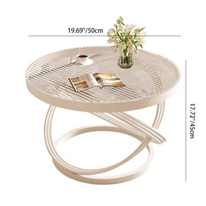 Contemporary Round Iron Glass Coffee Table