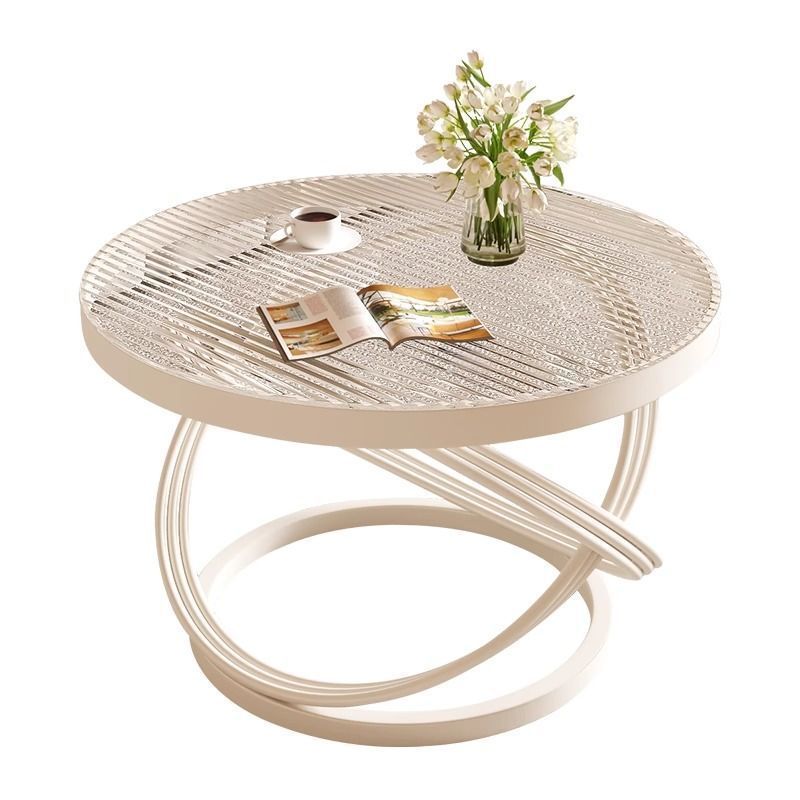 Contemporary Round Iron Glass Coffee Table
