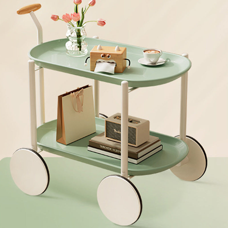 Contemporary Oval Steel Plastic 2-Tier End Table