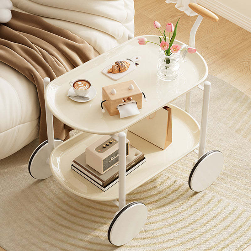 Contemporary Oval Steel Plastic 2-Tier End Table