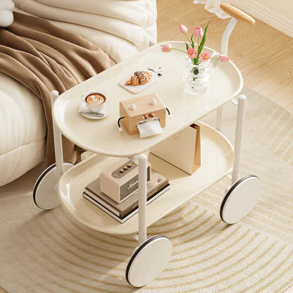 Contemporary Oval Steel Plastic 2-Tier End Table