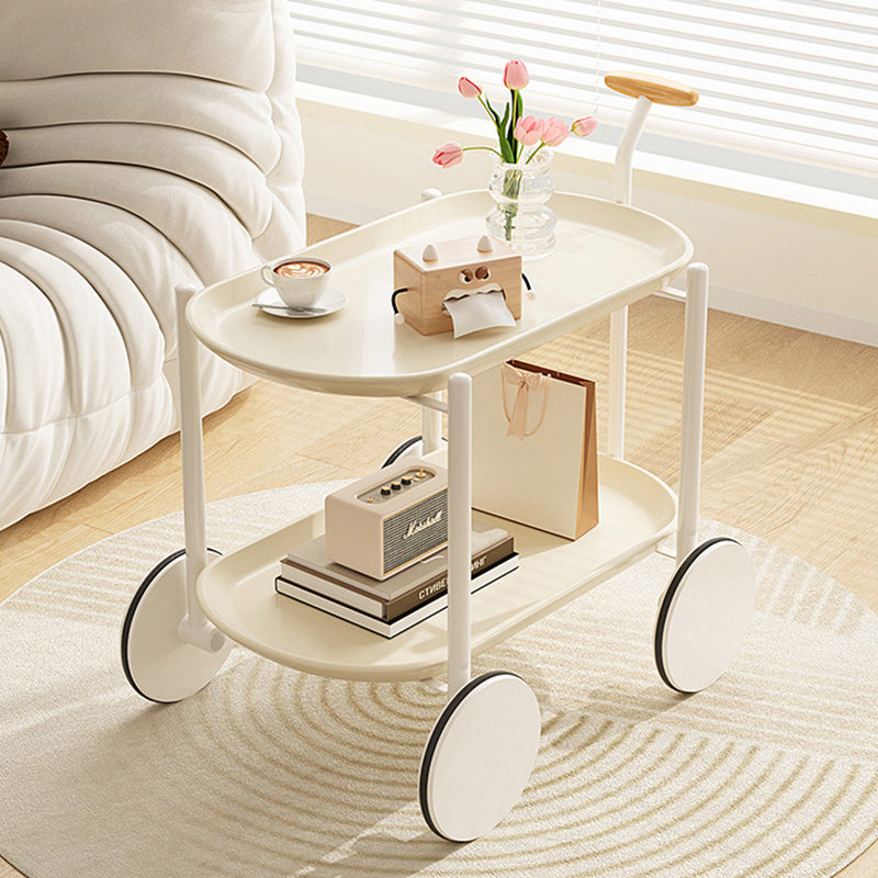 Contemporary Oval Steel Plastic 2-Tier End Table