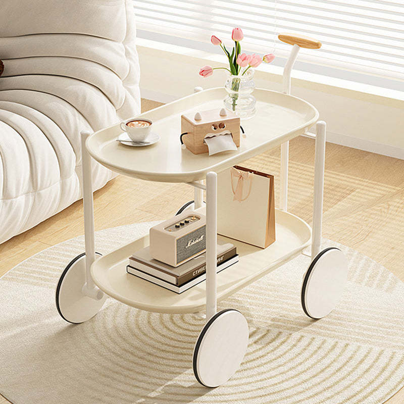 Contemporary Oval Steel Plastic 2-Tier End Table