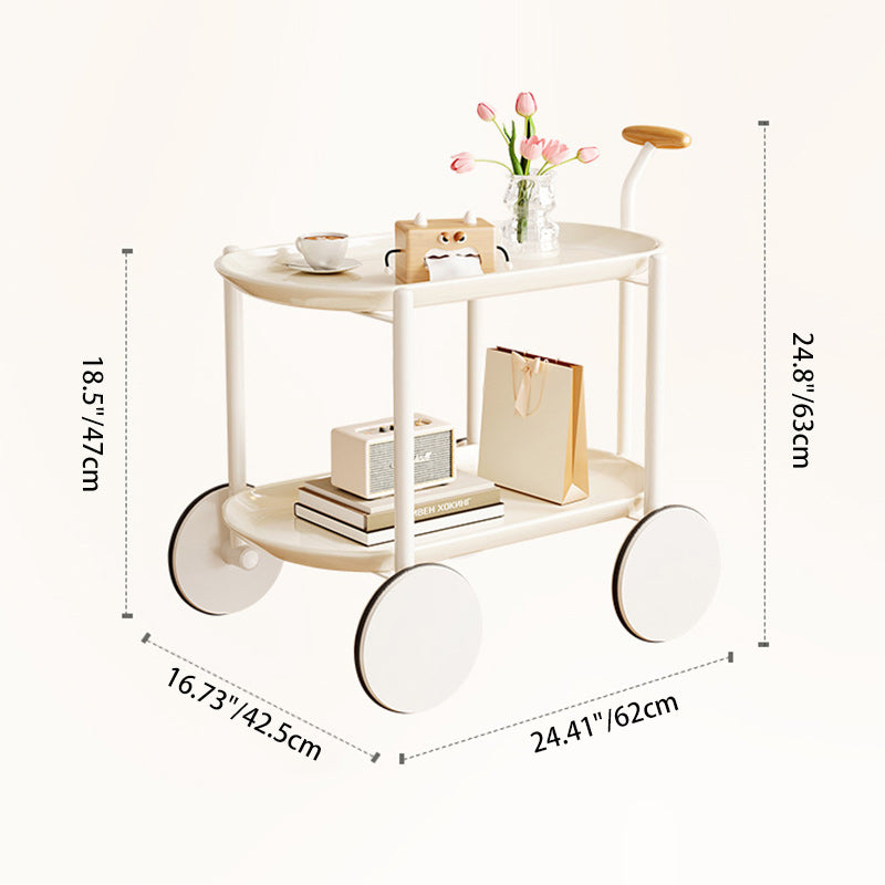 Contemporary Oval Steel Plastic 2-Tier End Table