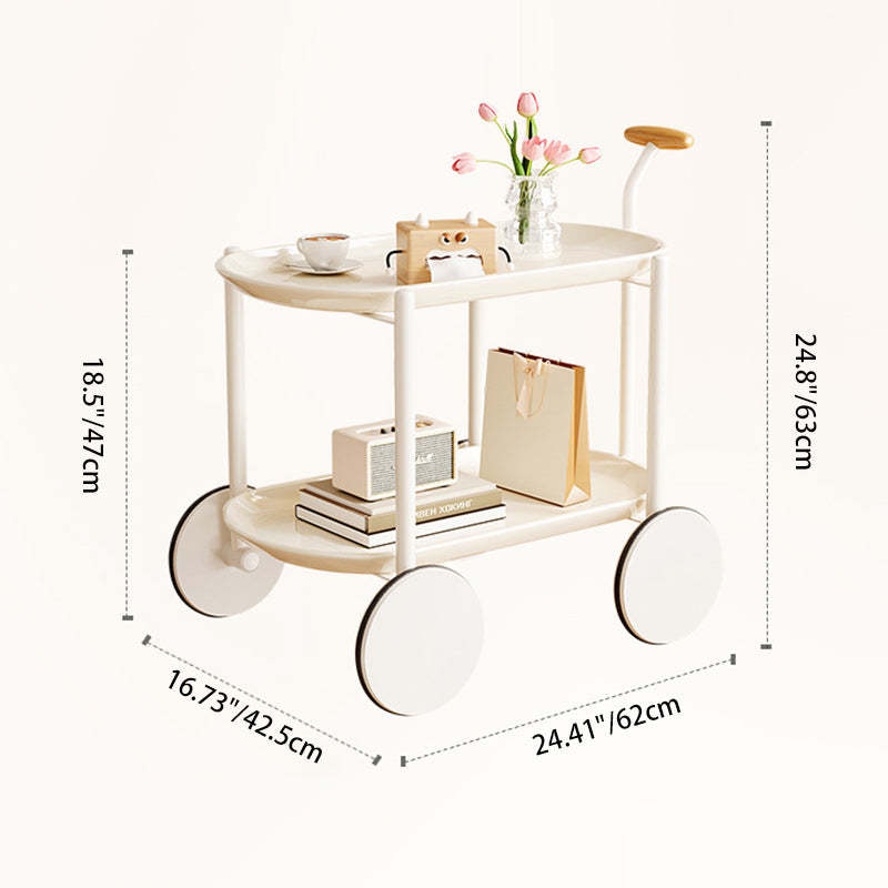 Contemporary Oval Steel Plastic 2-Tier End Table