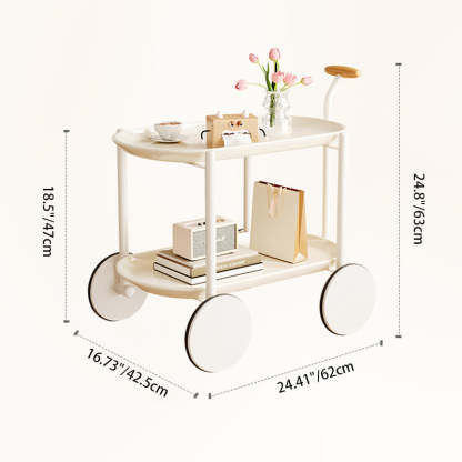 Contemporary Oval Steel Plastic 2-Tier End Table