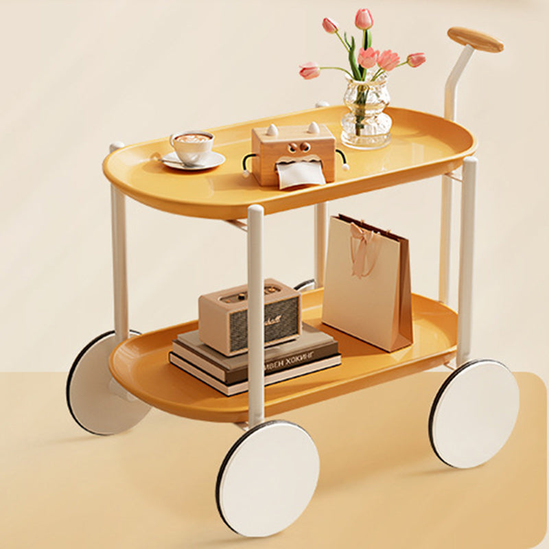 Contemporary Oval Steel Plastic 2-Tier End Table