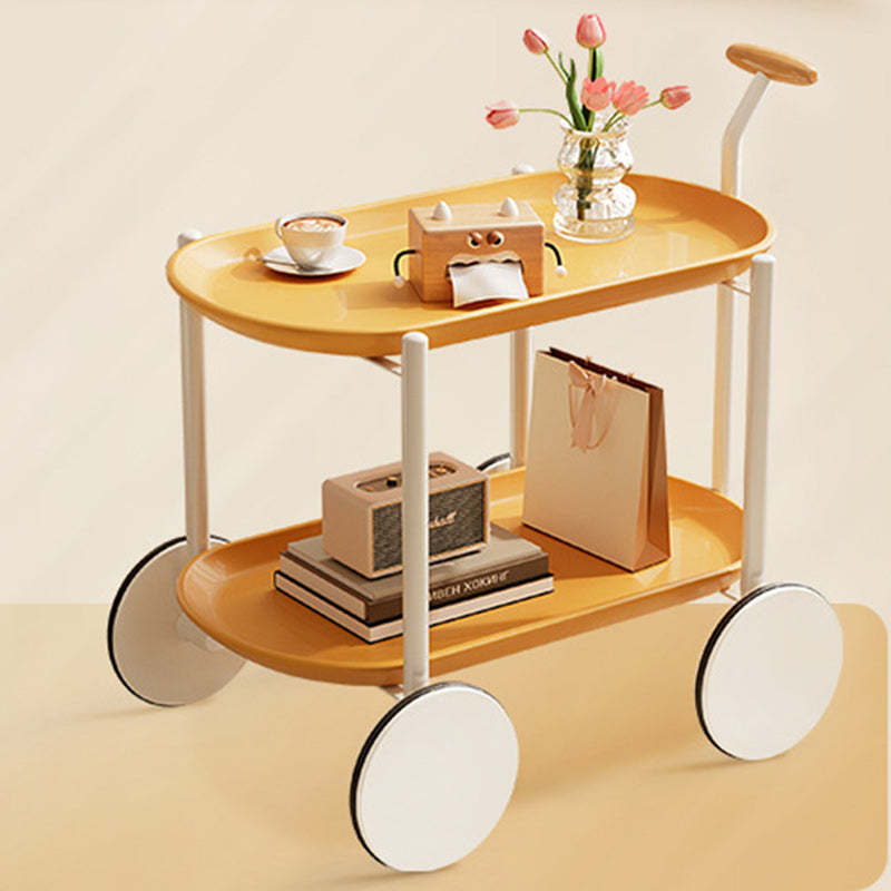Contemporary Oval Steel Plastic 2-Tier End Table