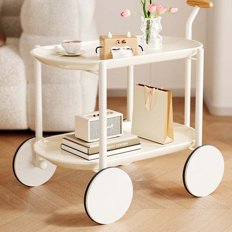 Contemporary Oval Steel Plastic 2-Tier End Table — Yellow