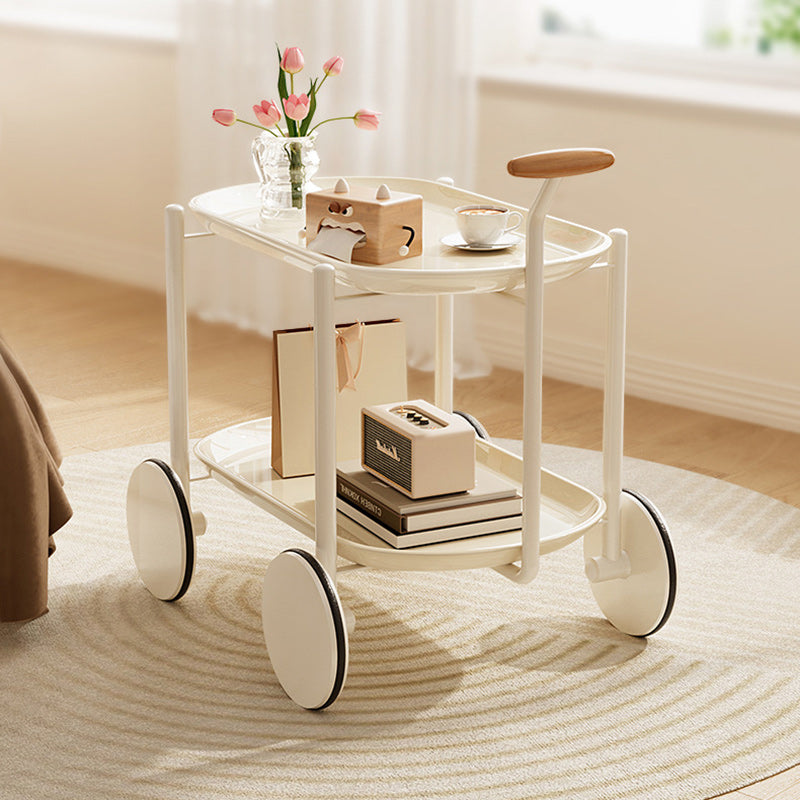 Contemporary Oval Steel Plastic 2-Tier End Table