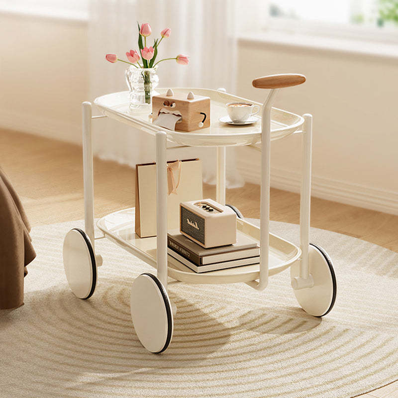 Contemporary Oval Steel Plastic 2-Tier End Table