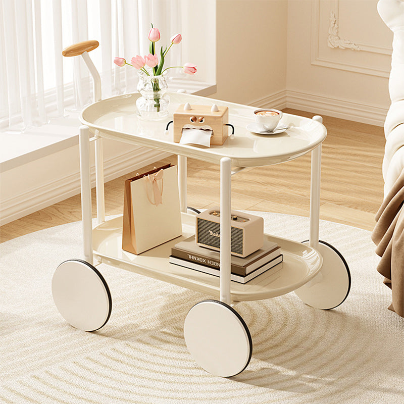 Contemporary Oval Steel Plastic 2-Tier End Table