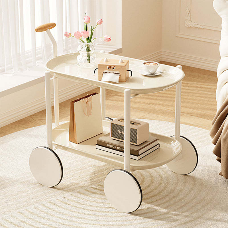 Contemporary Oval Steel Plastic 2-Tier End Table