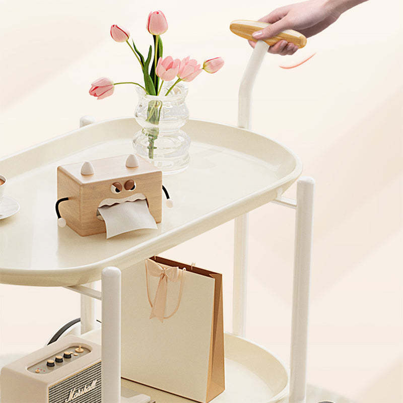 Contemporary Oval Steel Plastic 2-Tier End Table
